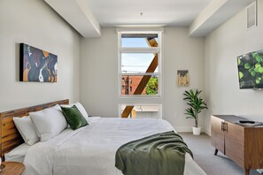 2 室のベッドルーム、WiFi (無料)、ベッドシーツ、車椅子でアクセスできる設備