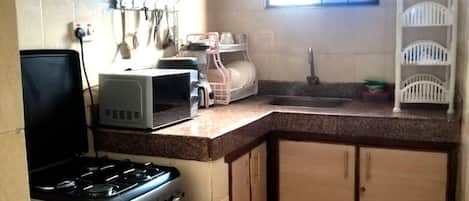 Appartement | Cuisine privée | Réfrigérateur, micro-ondes, four, bouilloire électrique