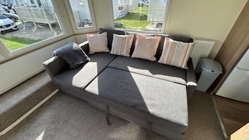 Cabin | Living area | TV, fireplace