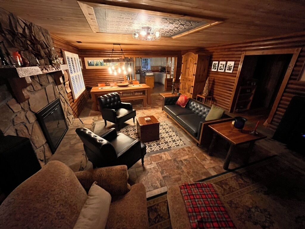 TV connectée, cheminée, livres