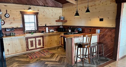 Cozy cabin with mountain views on small family farm
