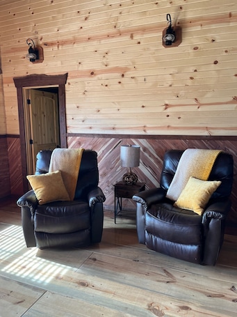 Interior. Cozy cabin with mountain views on small family farm