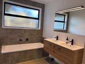 Shower, soap, toilet paper
