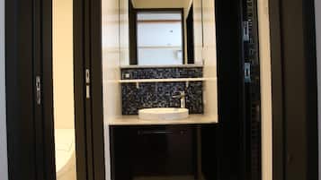 Villa | Bathroom | Hair dryer, slippers, heated floors, towels