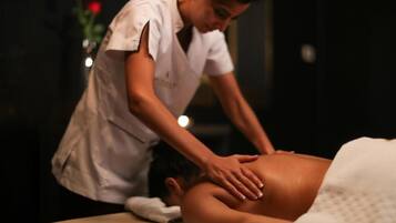 Sauna, steam room, body treatments, hot stone massages