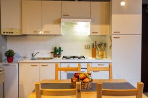 Loft design | Cozinha privada | Geladeira grande, micro-ondas, fogão, cooktop