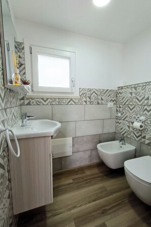 Douche, sèche-cheveux, bidet, papier toilette