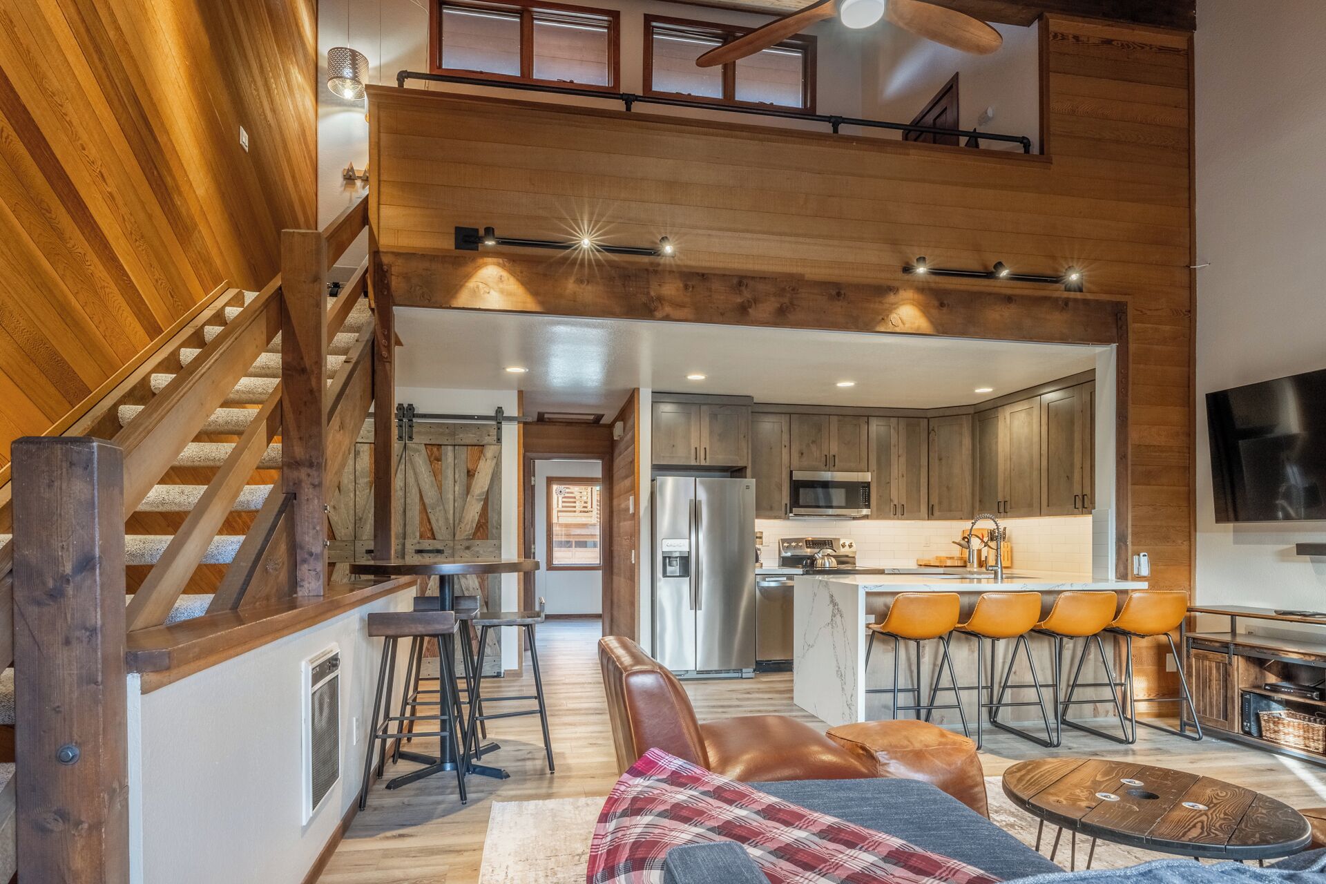 Fridge, microwave, oven, dishwasher