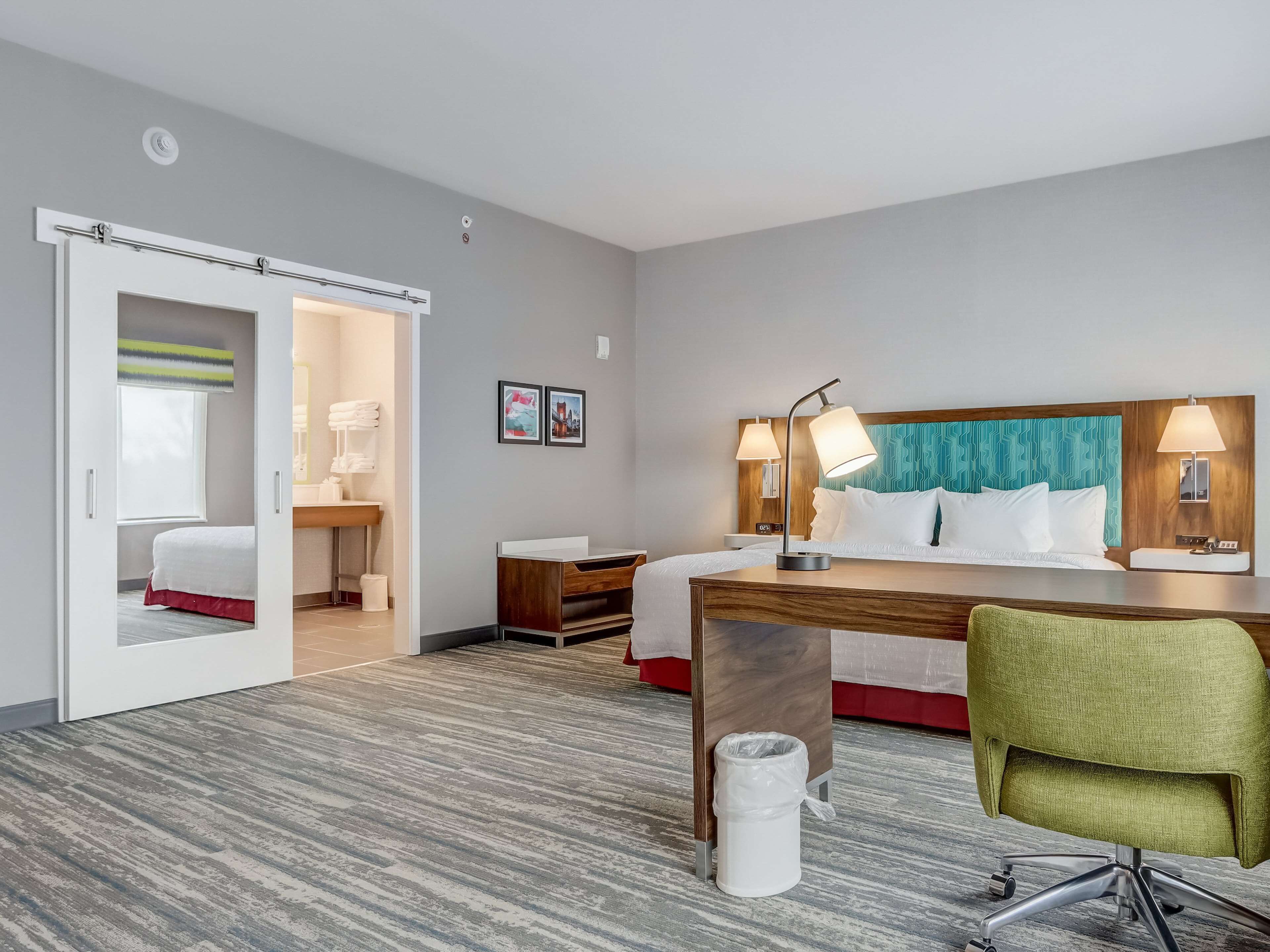 Egyptian cotton sheets, premium bedding, desk, laptop workspace