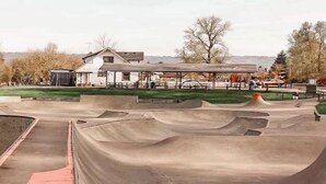 A skatepark with various ramps and a covered seating area. - The Cellar @Lively Farm
a Family Friendly Hobby Farm Stay (Newberg)