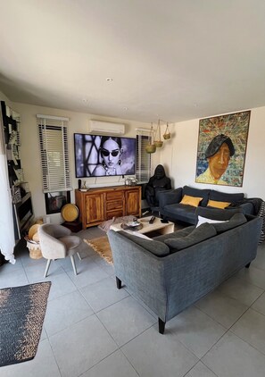 Televisie, een dvd-speler, boeken en een muziekbibliotheek