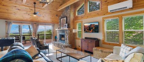 Smart TV, fireplace, DVD player, table football