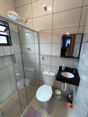 Shower, hair dryer, bidet, soap