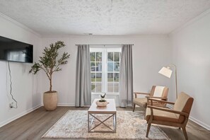 Una televisión, una chimenea