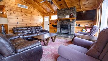 Smart TV, fireplace, video games, DVD player