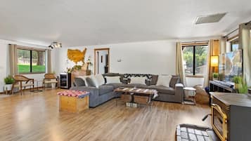 Smart TV, fireplace, computer monitors, printers