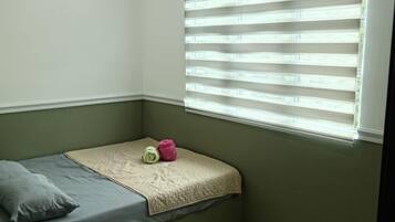 Desk, free WiFi, bed sheets