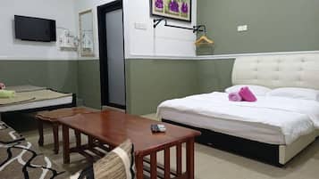 Desk, free WiFi, bed sheets