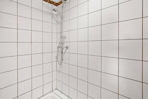 Douche, séchoir à cheveux, serviettes fournies