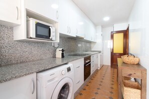 Fridge, microwave, oven, dishwasher