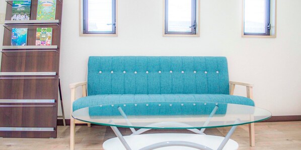 Desk, laptop workspace, blackout curtains, iron/ironing board