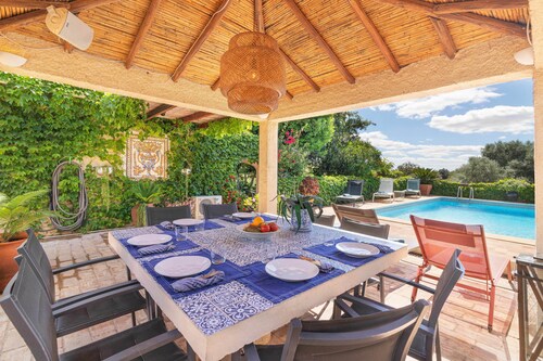 Own house on a 3 villa property with shared pool.