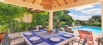 Own house on a 3 villa property with shared pool.