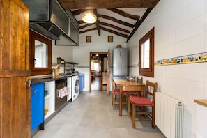 Fridge, microwave, oven, toaster