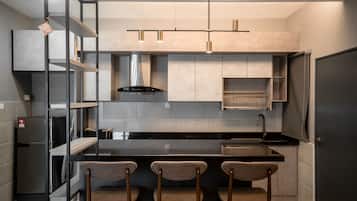 Fridge, electric kettle