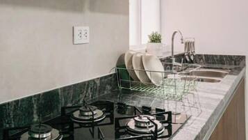 Fridge, microwave, stovetop, dishwasher