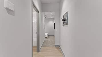 1 bedroom, desk, iron/ironing board, travel crib