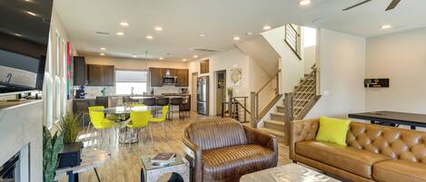 TV, fireplace, video games, table tennis