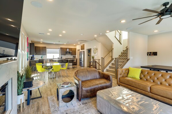 TV, fireplace, video games, table tennis