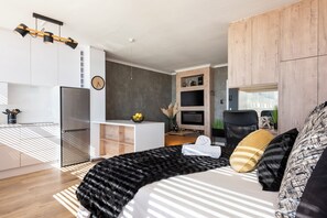1 slaapkamer, een bureau, een strijkplank/strijkijzer, wifi