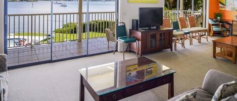 TV, DVD player, stereo