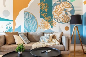 Apartment | Living area | 55-inch Smart TV with cable channels, Netflix, streaming services - 2BR Family Apt Puente de la Mujer View (Buenos Aires)