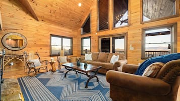 Smart TV, fireplace, video games, DVD player