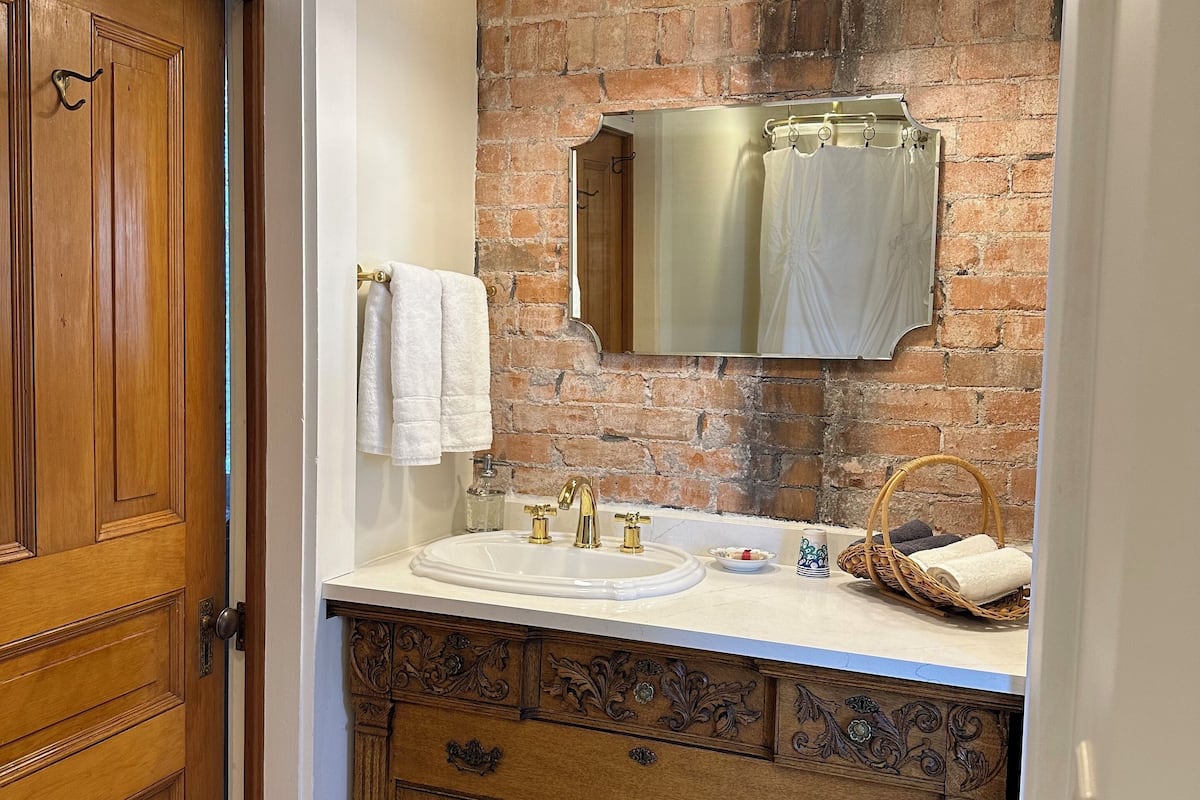Hair dryer, bathrobes, towels, soap