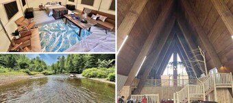 Safari Tent nestled in the woods on the Schroon River with beach and island!