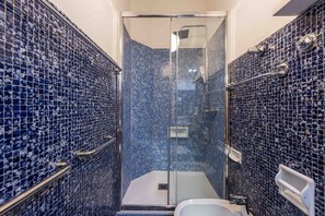 Regadera, secadora de cabello, bidet, toallas 