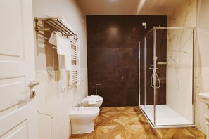Ducha, secador de pelo, bidé y toallas