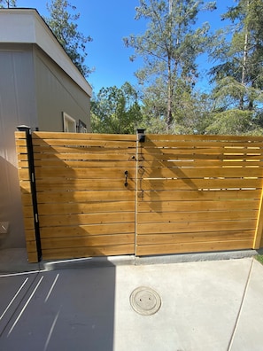 Secure entry to a serene outdoor space.