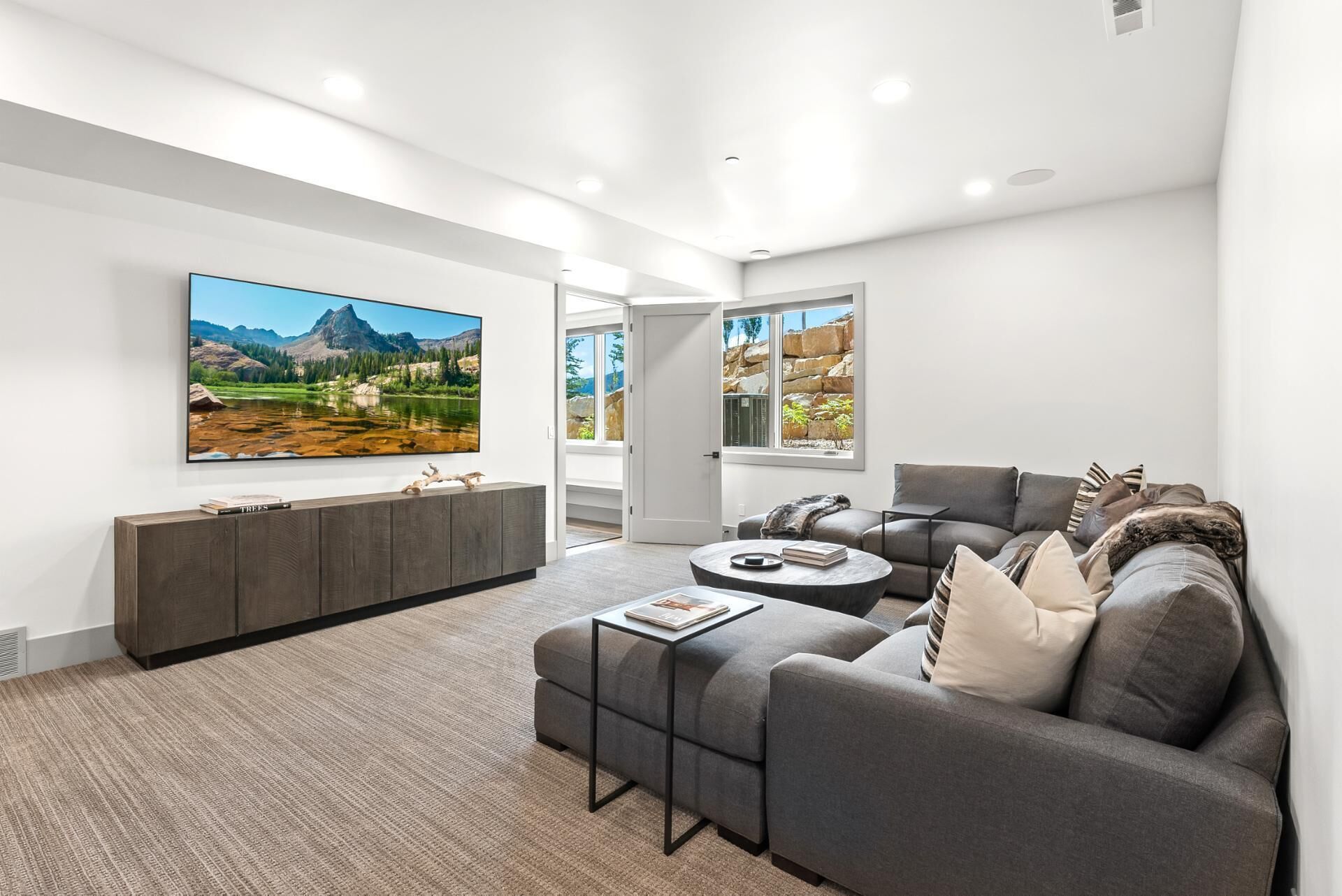 TV, fireplace, video game console