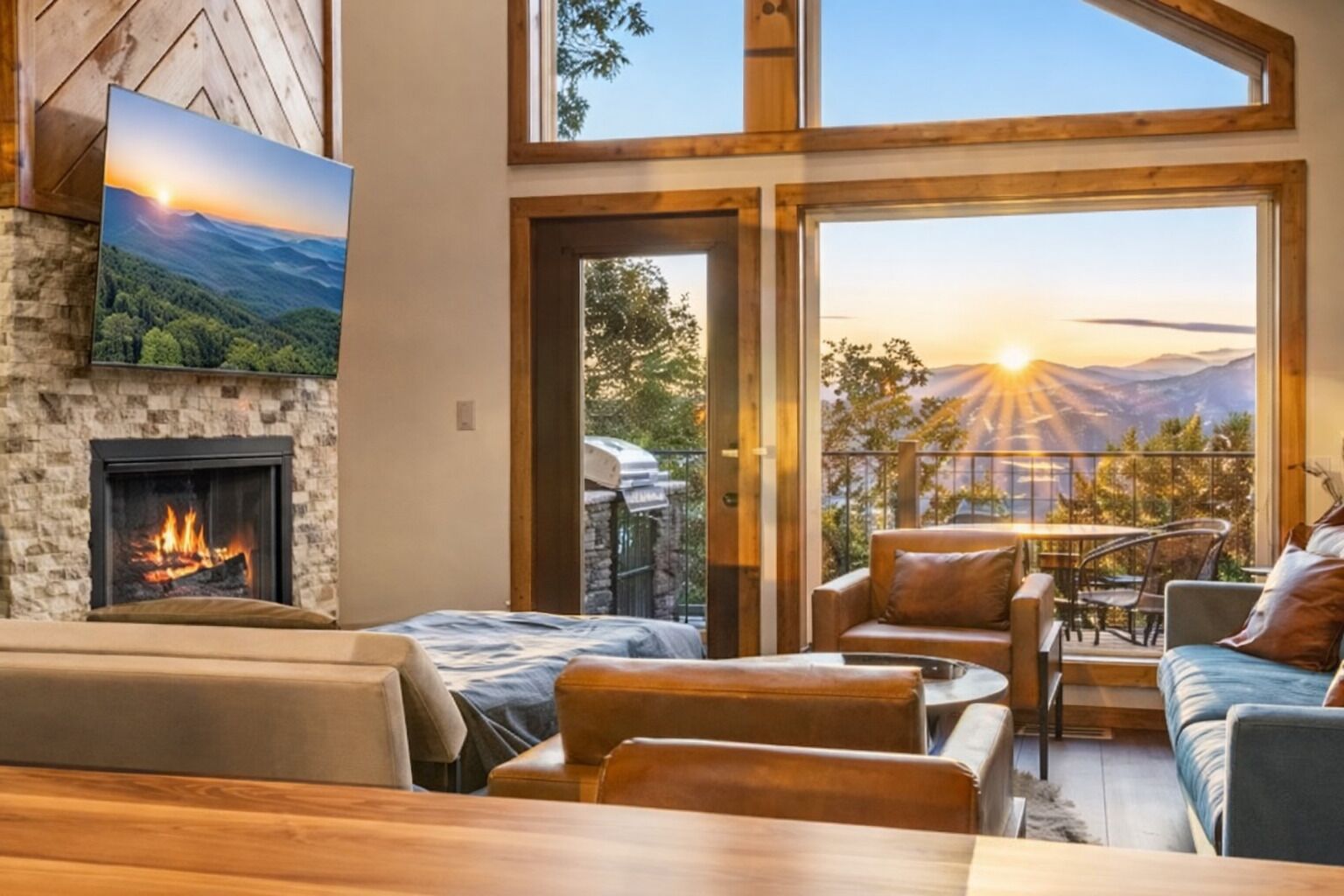 Smart-tv en een open haard