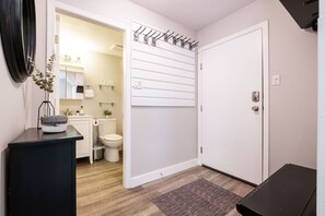 Bathtub, hair dryer, towels