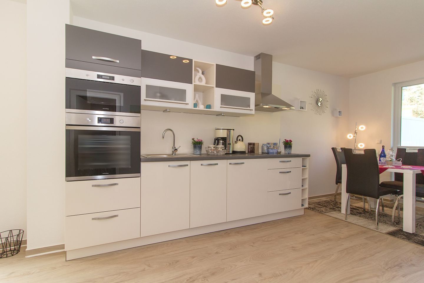 Oven, stovetop, dishwasher, coffee/tea maker