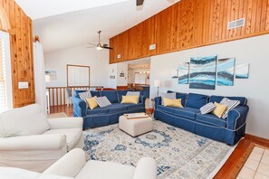 TV, fireplace - Oceanside, Private Pool, Hot Tub, Close to Beach, WW874, Whalecome Aboard (Corolla)