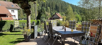 Apartment Wildbach, 80 sqm, infrared sauna, fenced garden, grill, Wi-Fi, forest location