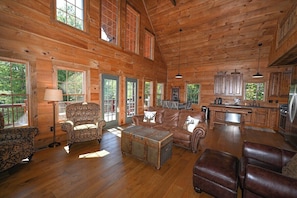 Smart TV, fireplace, video games, stereo - Mountain Lodge on 57 Acres • Hiking Trails  • Private Lake • Hot Tub (Murphy)