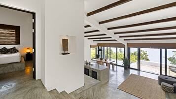 Deluxe Villa, 2 Bedrooms, Private Pool, Sea View | Living room | 40-inch LCD TV with digital channels, Netflix, streaming services